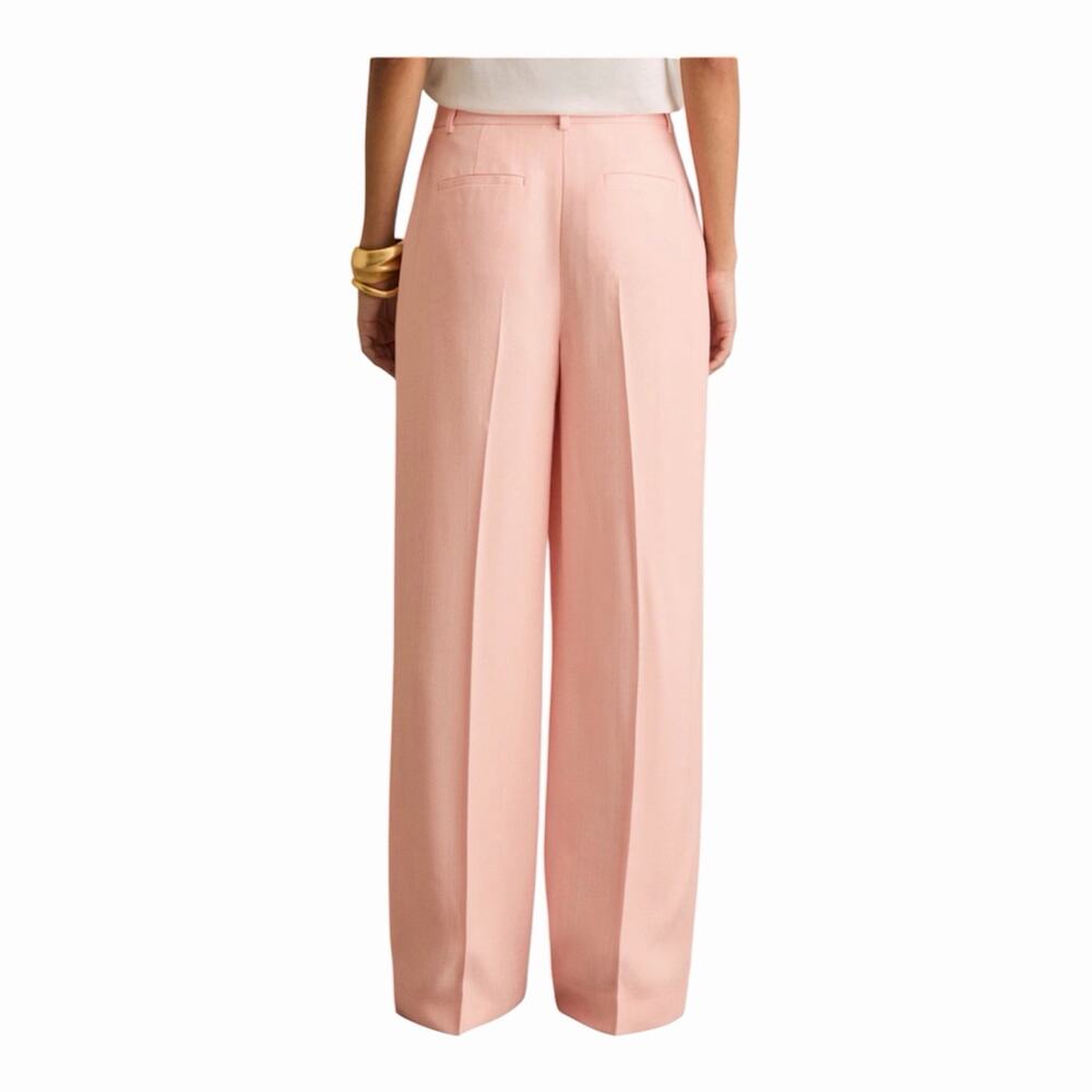 NWT $285 Reiss Pink Wide Leg Pants NEW Size 4 Magda Wide Leg Small flaw stain - Picture 2 of 13